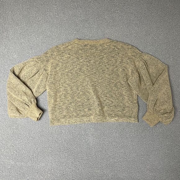 DONNA MIZANI SWEATER‎ puff sleeve woven knit tan small - Picture 6 of 7